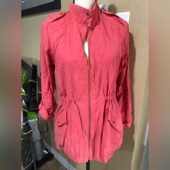 Zara Basic Solid Zip Cargo Pocket Lightweight Utility Jacket Size Xsmall -B2‎ - Picture 1 of 8